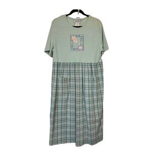Vintage 1998 Jantzen Deadstock Green  Plaid Maxi Dress